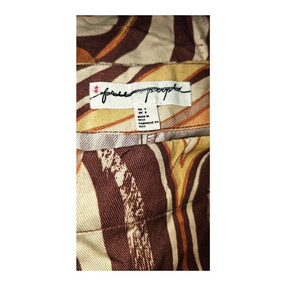 New Free People One Way Out Retro Printed Flare Pants Size 4 Boho Chic - Picture 6 of 6